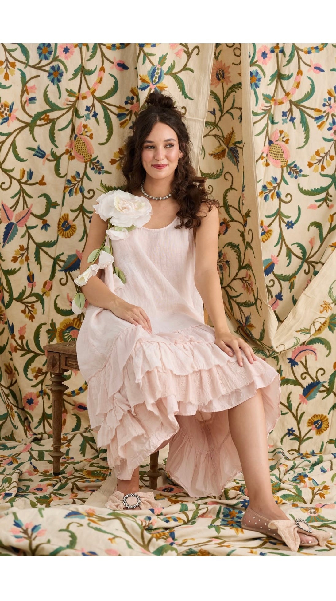 Miss Rose Sisiter Violet Water lilly Ruffle Dress - Powder Pink