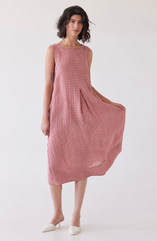 Eva's Sunday Paloma s/s dress in Burnt Sienna Gingham