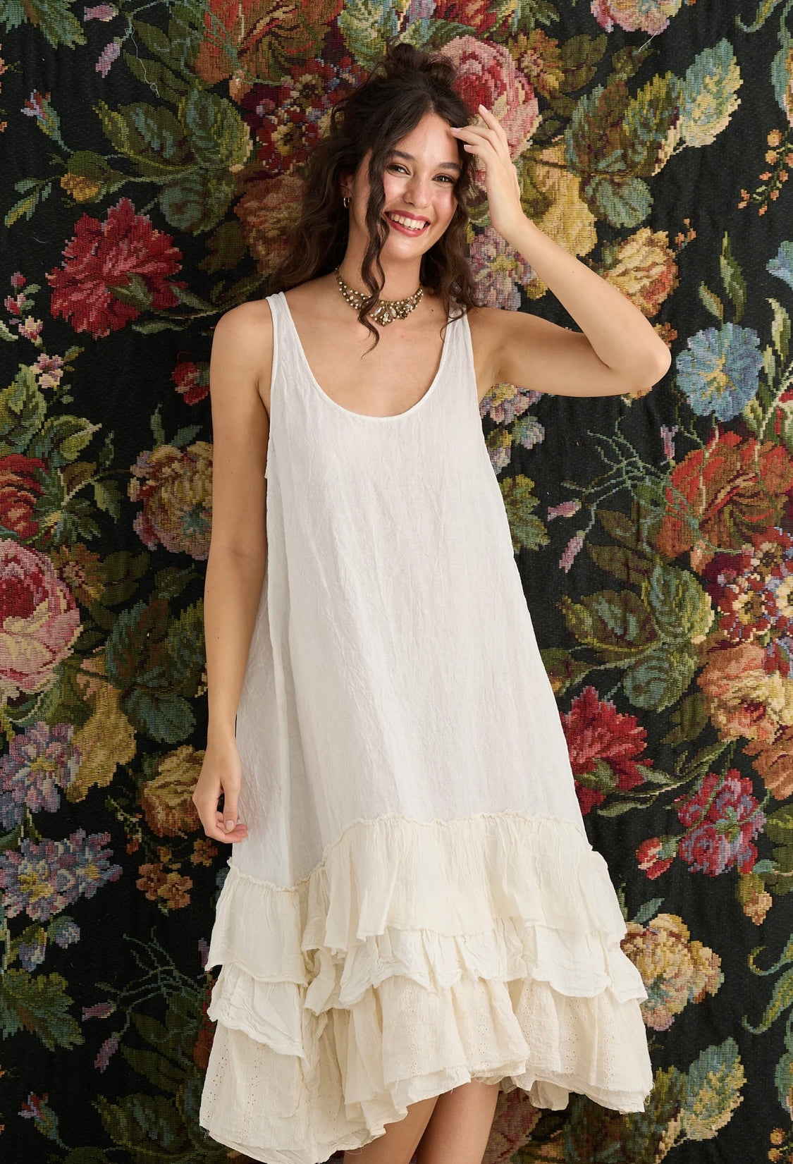 Miss Rose Sister Violet Waterlilly Ruffle dress - Cream Puff