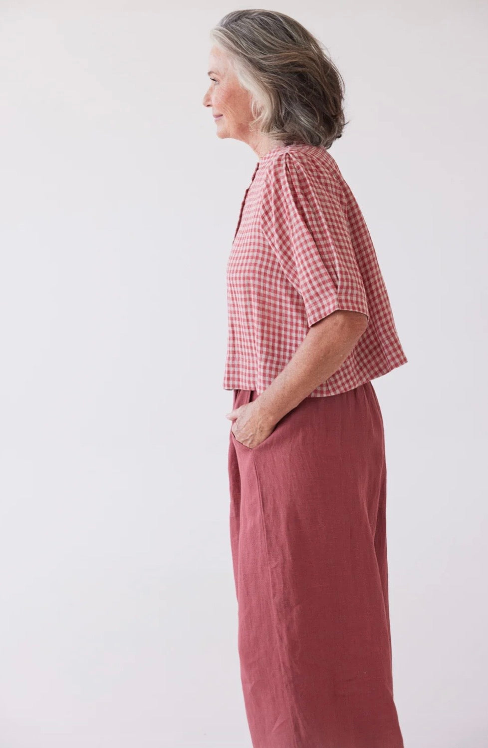 Eva's Sunday Loretta Top in Burnt Sienna Gingham