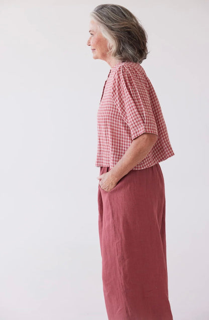 Eva's Sunday Loretta Top in Burnt Sienna Gingham