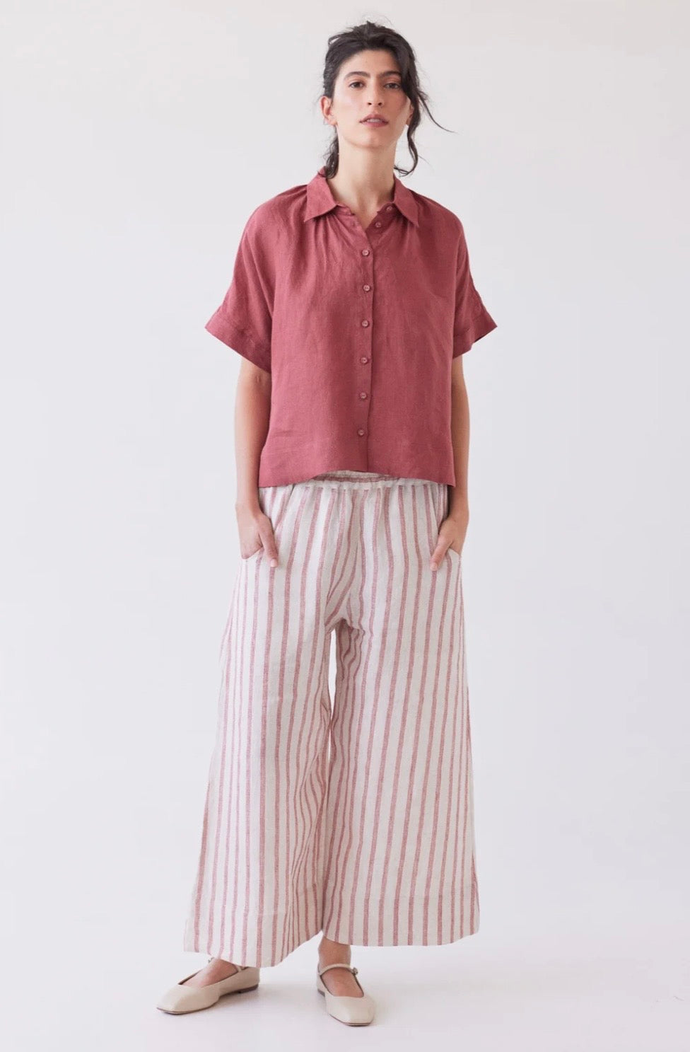 Eva's Sunday Oliver Pant in Burnt Sienna Stripe