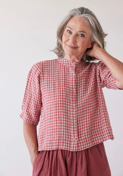 Eva's Sunday Loretta Top in Burnt Sienna Gingham