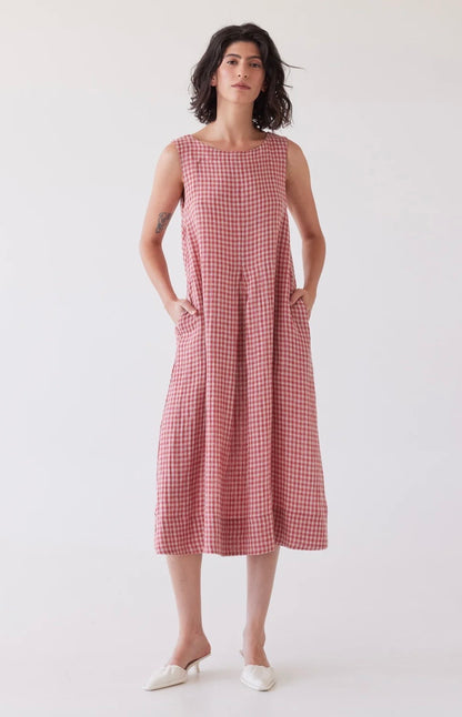 Eva's Sunday Paloma s/s dress in Burnt Sienna Gingham