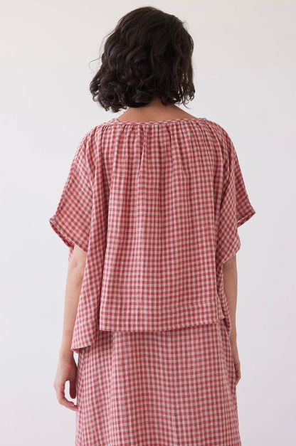 Eva's Sunday Poppy layering to in Burnt Sienna Gingham